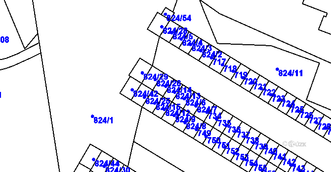 Parcela st. 824/14 v KÚ Šumbark, Katastrální mapa