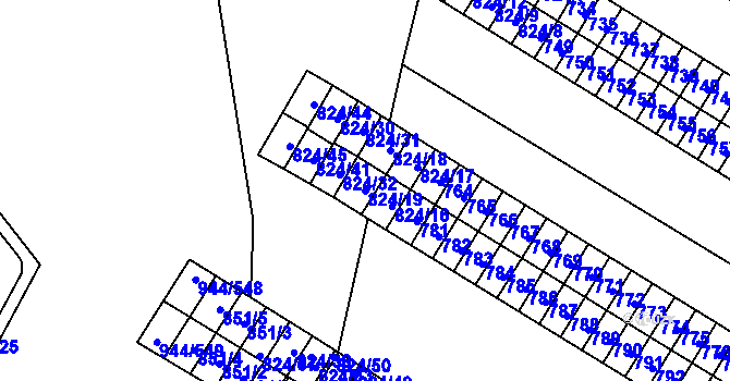 Parcela st. 824/19 v KÚ Šumbark, Katastrální mapa