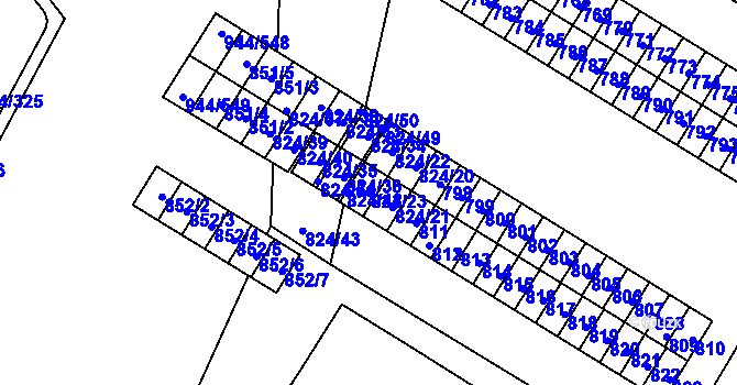 Parcela st. 824/23 v KÚ Šumbark, Katastrální mapa