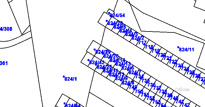 Parcela st. 824/26 v KÚ Šumbark, Katastrální mapa