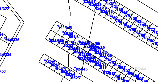 Parcela st. 824/38 v KÚ Šumbark, Katastrální mapa