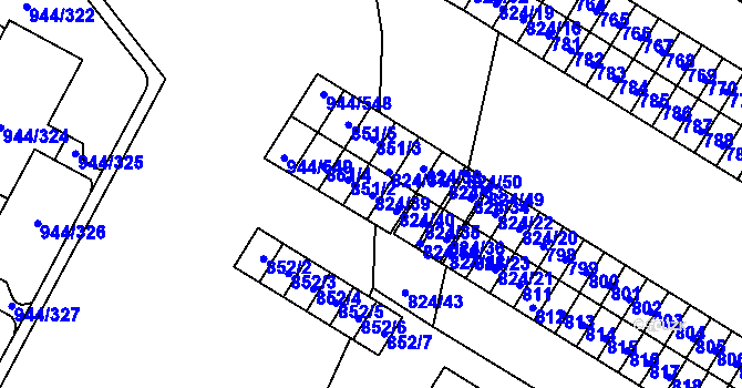 Parcela st. 824/39 v KÚ Šumbark, Katastrální mapa