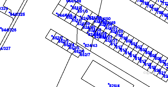 Parcela st. 824/43 v KÚ Šumbark, Katastrální mapa