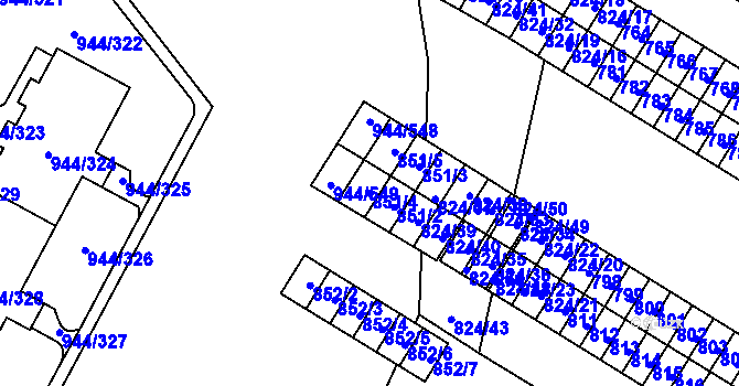 Parcela st. 851/4 v KÚ Šumbark, Katastrální mapa