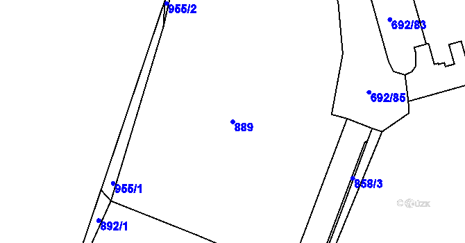 Parcela st. 889 v KÚ Šumbark, Katastrální mapa