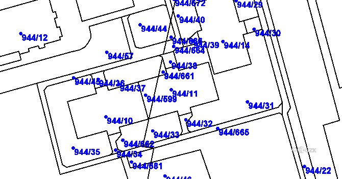Parcela st. 944/11 v KÚ Šumbark, Katastrální mapa