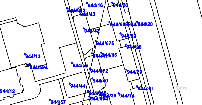 Parcela st. 944/15 v KÚ Šumbark, Katastrální mapa