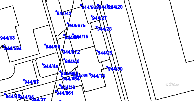 Parcela st. 944/29 v KÚ Šumbark, Katastrální mapa