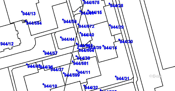 Parcela st. 944/39 v KÚ Šumbark, Katastrální mapa