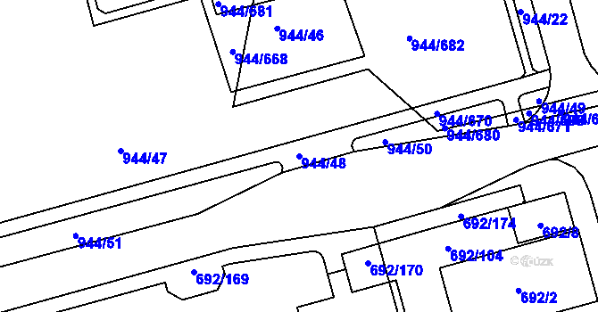 Parcela st. 944/48 v KÚ Šumbark, Katastrální mapa