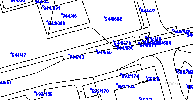 Parcela st. 944/50 v KÚ Šumbark, Katastrální mapa