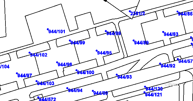 Parcela st. 944/95 v KÚ Šumbark, Katastrální mapa