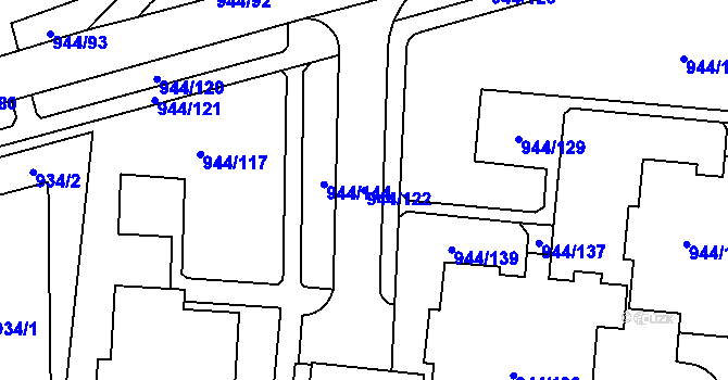 Parcela st. 944/122 v KÚ Šumbark, Katastrální mapa