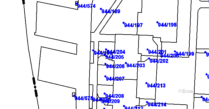 Parcela st. 944/205 v KÚ Šumbark, Katastrální mapa