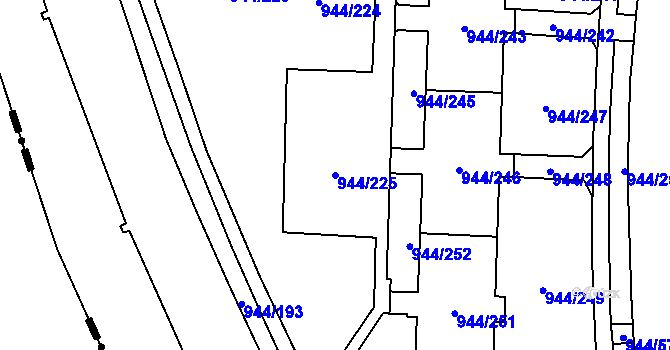 Parcela st. 944/225 v KÚ Šumbark, Katastrální mapa