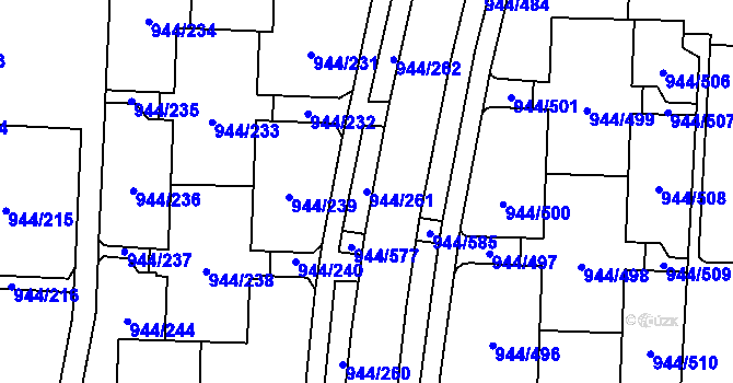 Parcela st. 944/261 v KÚ Šumbark, Katastrální mapa