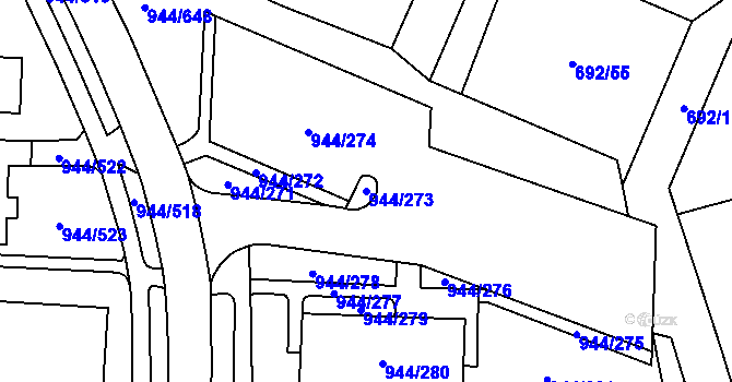 Parcela st. 944/273 v KÚ Šumbark, Katastrální mapa