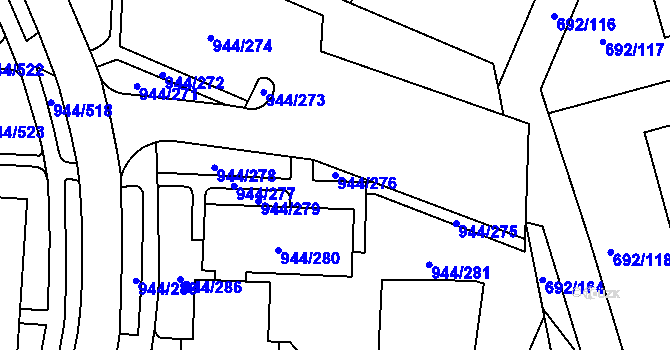 Parcela st. 944/276 v KÚ Šumbark, Katastrální mapa
