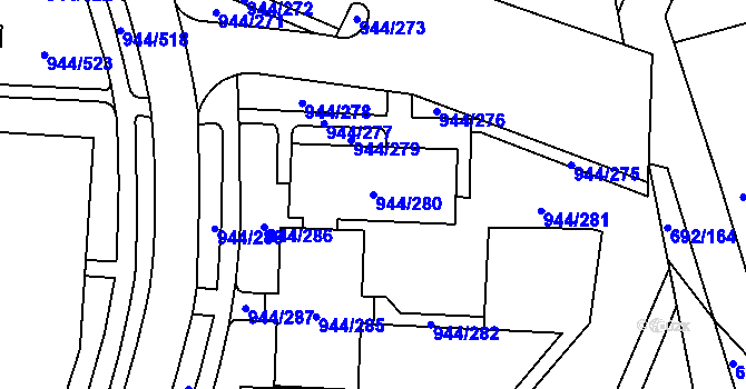 Parcela st. 944/280 v KÚ Šumbark, Katastrální mapa