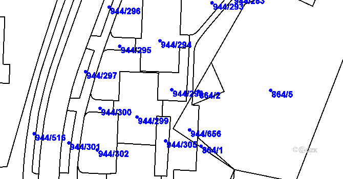 Parcela st. 944/298 v KÚ Šumbark, Katastrální mapa