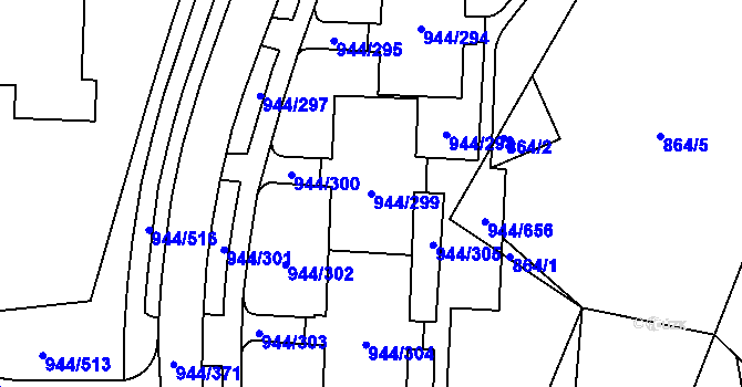 Parcela st. 944/299 v KÚ Šumbark, Katastrální mapa