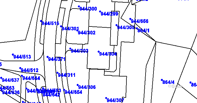 Parcela st. 944/304 v KÚ Šumbark, Katastrální mapa