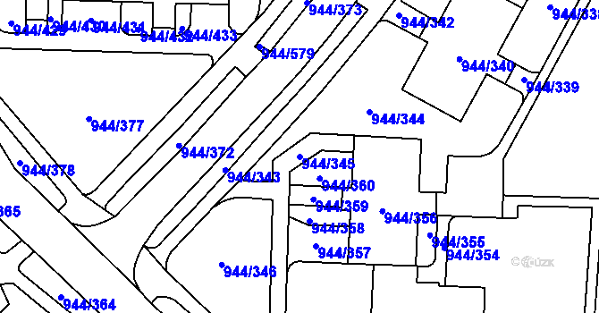 Parcela st. 944/345 v KÚ Šumbark, Katastrální mapa