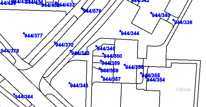 Parcela st. 944/360 v KÚ Šumbark, Katastrální mapa