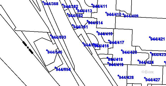 Parcela st. 944/380 v KÚ Šumbark, Katastrální mapa