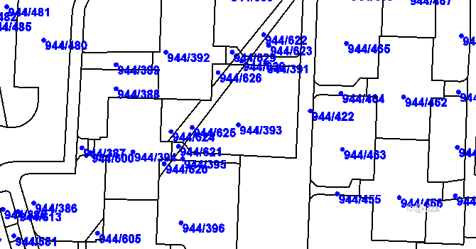 Parcela st. 944/393 v KÚ Šumbark, Katastrální mapa