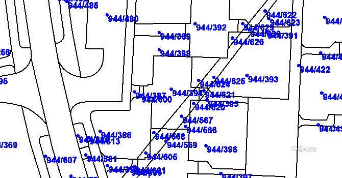 Parcela st. 944/394 v KÚ Šumbark, Katastrální mapa