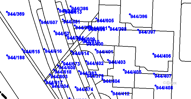 Parcela st. 944/401 v KÚ Šumbark, Katastrální mapa
