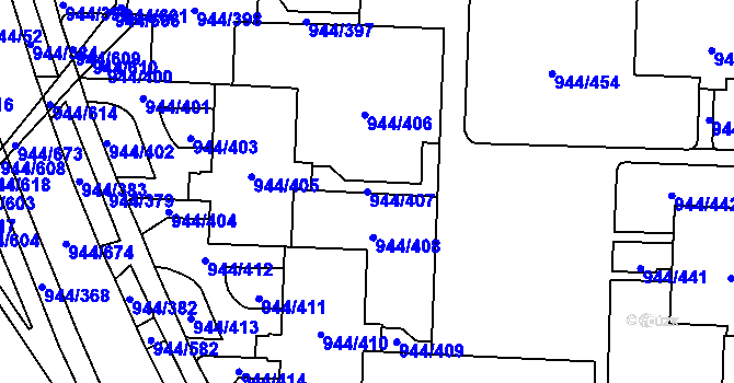 Parcela st. 944/407 v KÚ Šumbark, Katastrální mapa