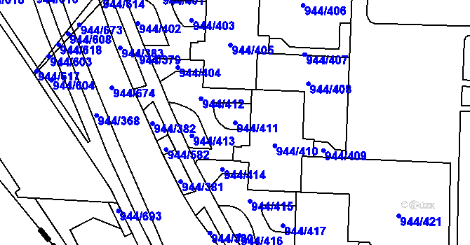 Parcela st. 944/411 v KÚ Šumbark, Katastrální mapa