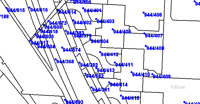 Parcela st. 944/412 v KÚ Šumbark, Katastrální mapa
