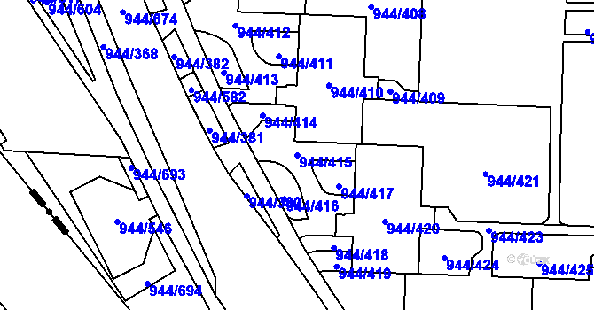 Parcela st. 944/415 v KÚ Šumbark, Katastrální mapa