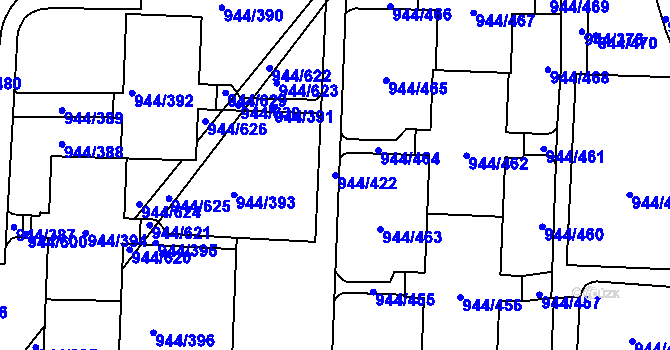 Parcela st. 944/422 v KÚ Šumbark, Katastrální mapa