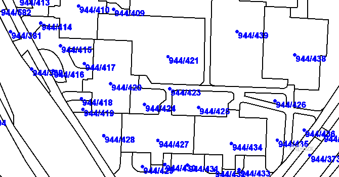 Parcela st. 944/423 v KÚ Šumbark, Katastrální mapa