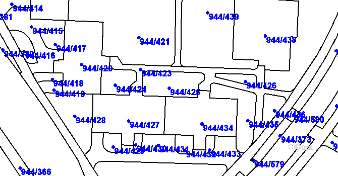 Parcela st. 944/425 v KÚ Šumbark, Katastrální mapa