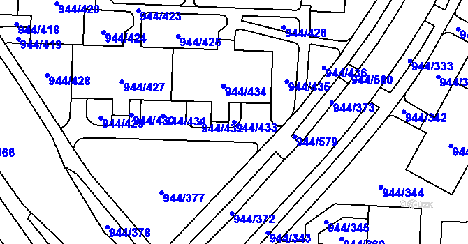 Parcela st. 944/433 v KÚ Šumbark, Katastrální mapa