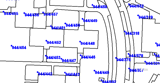 Parcela st. 944/448 v KÚ Šumbark, Katastrální mapa