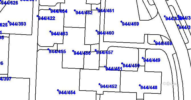 Parcela st. 944/457 v KÚ Šumbark, Katastrální mapa