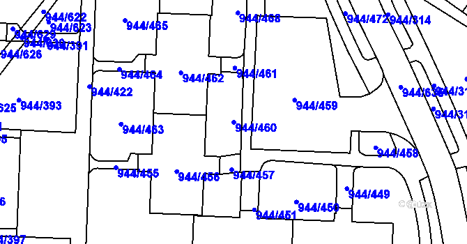 Parcela st. 944/460 v KÚ Šumbark, Katastrální mapa