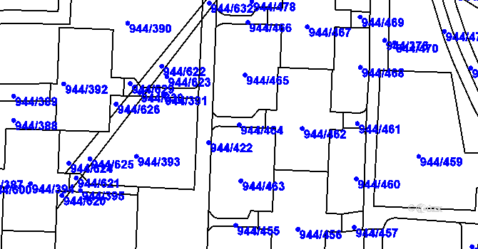 Parcela st. 944/464 v KÚ Šumbark, Katastrální mapa