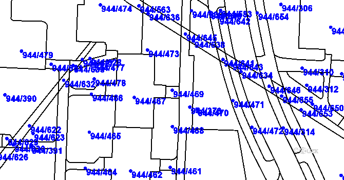 Parcela st. 944/469 v KÚ Šumbark, Katastrální mapa