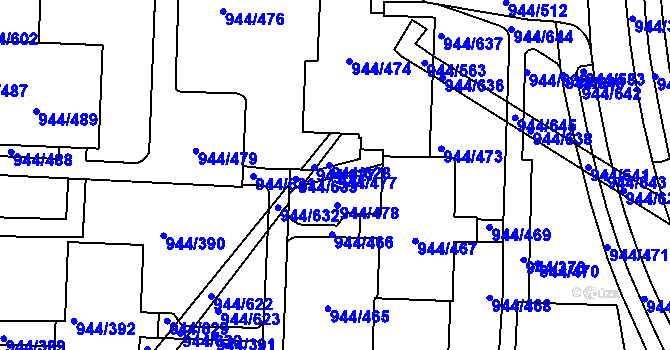 Parcela st. 944/477 v KÚ Šumbark, Katastrální mapa