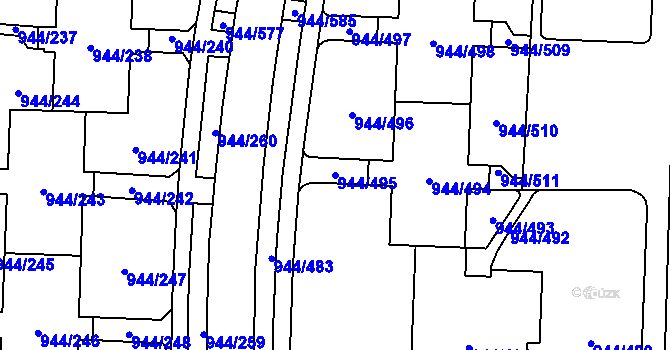 Parcela st. 944/495 v KÚ Šumbark, Katastrální mapa