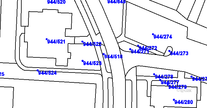 Parcela st. 944/518 v KÚ Šumbark, Katastrální mapa