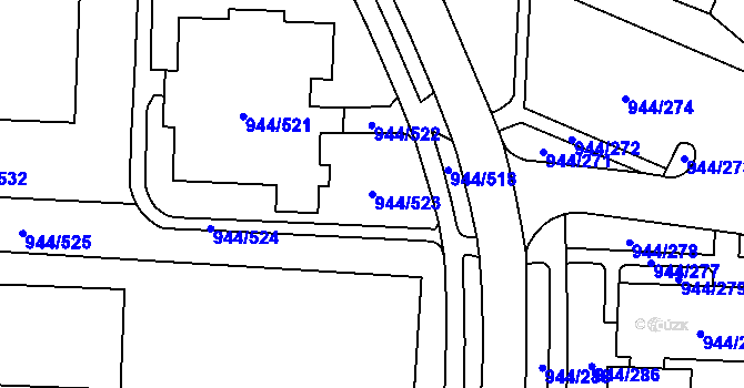 Parcela st. 944/523 v KÚ Šumbark, Katastrální mapa