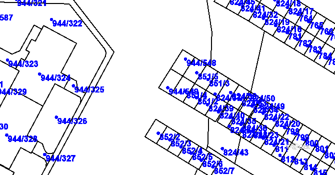 Parcela st. 944/549 v KÚ Šumbark, Katastrální mapa